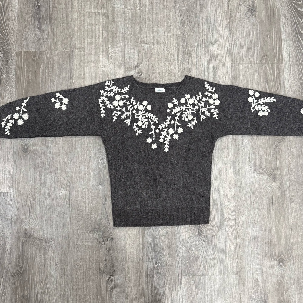 Sundance Charcoal Sweater with White Embroidery